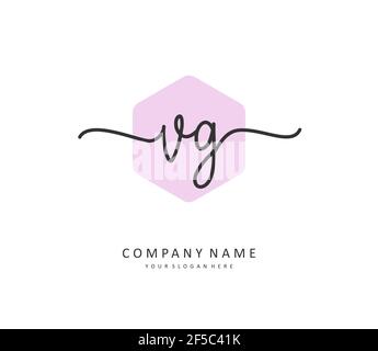 VG Initial letter handwriting and signature logo. A concept handwriting initial logo with template element. Stock Vector