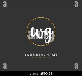 WG Initial letter handwriting and signature logo. A concept handwriting initial logo with template element. Stock Vector