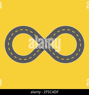 Endless highway infinity symbol graphic. Vector illustration of a road that never ends shaped into the infinity symbol Stock Vector