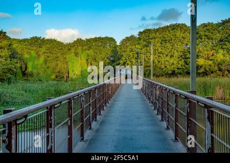 Bridge across river near the public beach of Albion in the west coast of the republic of Mauritius.