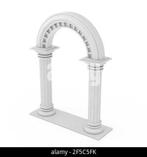 Classic Ancient Greek Column Arc on a white background. 3d Rendering Stock Photo