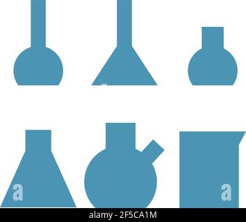 glass laboratory flasks. chemical experiments. 2d vector Stock Vector