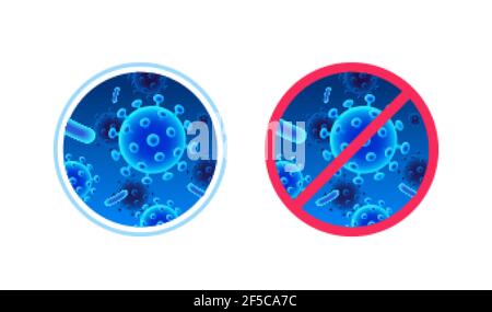 No germs and viruses sign in 3d illustration. Icon element isolated on white background, suitable for health care or cleaning products. Stock Vector