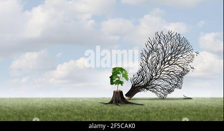 New life concept and growth or emerging renewal idea with 3D illustration elements. Stock Photo
