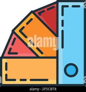 Concept design color palette icon renovation house, paint the house solution flat line vector illustration, isolated on white. Choice building shade s Stock Vector