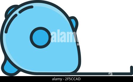Roulette construction measuring device toolkit icon, concept measurement stuff line flat vector illustration art, isolated on white. Hand working work Stock Vector
