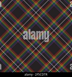 Rainbow Argyle Plaid Tartan textured Seamless pattern design suitable for fashion text Stock Vector