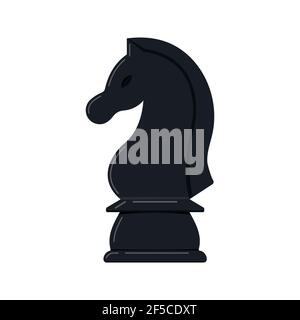 Knight chess piece vector icon isolated on white background. Stock Vector