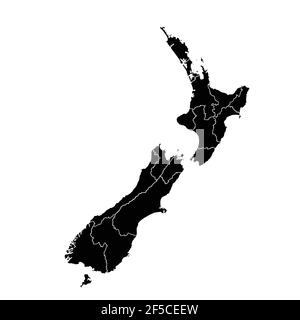 New Zealand country map vector with regional areas Stock Vector