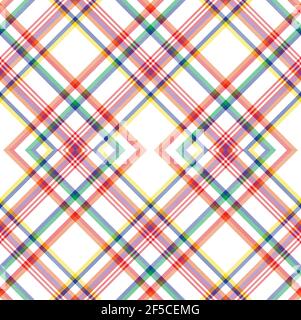 Rainbow Argyle Plaid Tartan textured Seamless pattern design suitable for fashion Stock Vector
