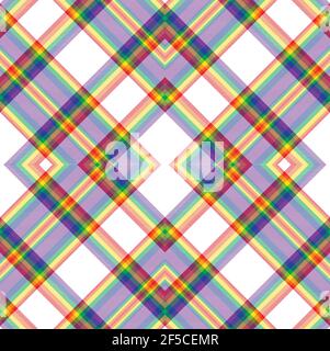 Rainbow Argyle Plaid Tartan textured Seamless pattern design suitable for fashion Stock Vector