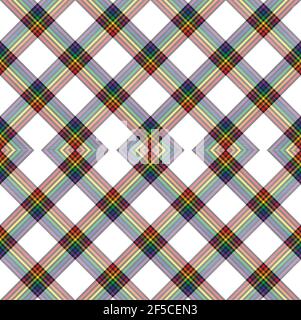 Rainbow Argyle Plaid Tartan textured Seamless pattern design suitable for fashion Stock Vector