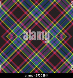 Rainbow Argyle Plaid Tartan textured Seamless pattern design suitable for fashion Stock Vector