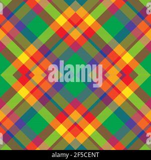 Rainbow Argyle Plaid Tartan textured Seamless pattern design suitable for fashion Stock Vector