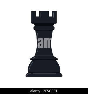 Chess rook piece vector icon isolated on white background. Stock Vector