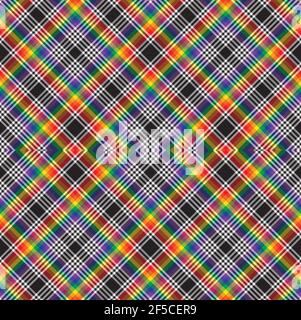 Rainbow Argyle Plaid Tartan textured Seamless pattern design suitable for fashion Stock Vector
