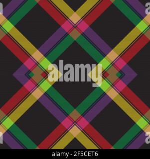 Rainbow Argyle Plaid Tartan textured Seamless pattern design suitable for fashion Stock Vector