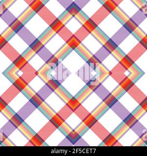 Rainbow Argyle Plaid Tartan textured Seamless pattern design suitable for fashion Stock Vector