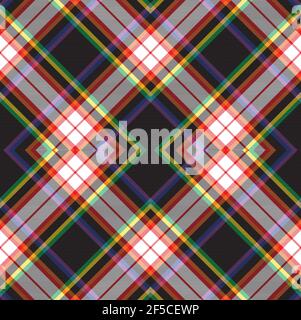 Rainbow Argyle Plaid Tartan textured Seamless pattern design suitable for fashion Stock Vector