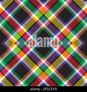 Rainbow Argyle Plaid Tartan textured Seamless pattern design suitable for fashion Stock Vector