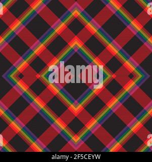 Rainbow Argyle Plaid Tartan textured Seamless pattern design suitable for fashion Stock Vector