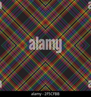 Rainbow Argyle Plaid Tartan textured Seamless pattern design suitable for fashion Stock Vector