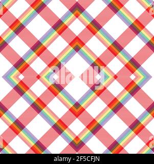 Rainbow Argyle Plaid Tartan textured Seamless pattern design suitable for fashion Stock Vector