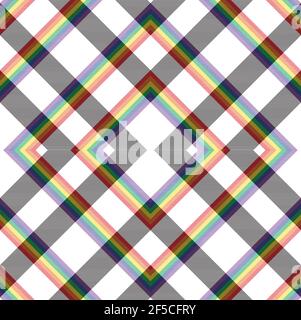 Rainbow Argyle Plaid Tartan textured Seamless pattern design suitable for fashion Stock Vector