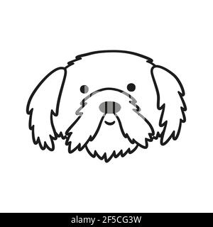 Cute Shih Tzu face. Dog head icon. Hand drawn isolated vector illustration Stock Vector