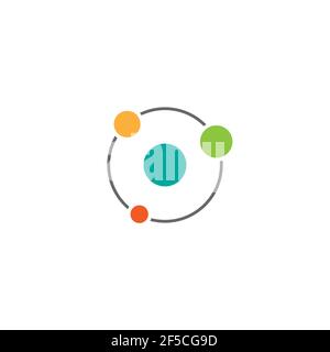 Solar system. Cosmos, universe, space sign. Hub network connection line icon isolated on white. Tech or technology logo. Server or central database bu Stock Vector