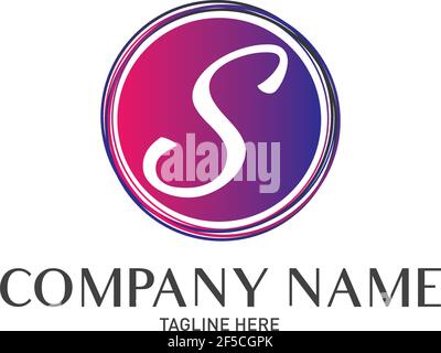 Round Letter S Logo Gradient Trendy Modern Template Design Stock Vector