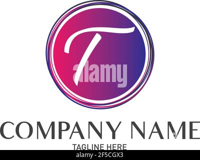 Round Letter T Logo Gradient Trendy Modern Template Design Stock Vector