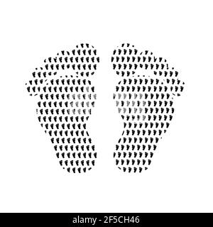 Foot feet footprint barefoot sole sole symbol black white pattern logo design template template background isolated website structure material metal Stock Photo