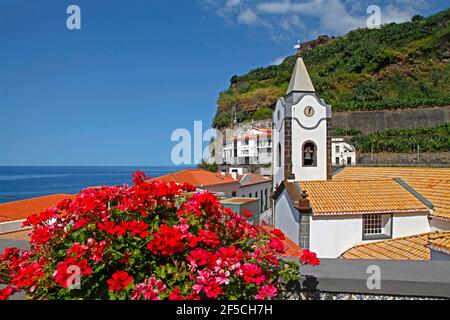 geography / travel, Portugal, Madeira Isle, view towards Ponta do sol with church Ingreja Nossa Senhor, Additional-Rights-Clearance-Info-Not-Available Stock Photo