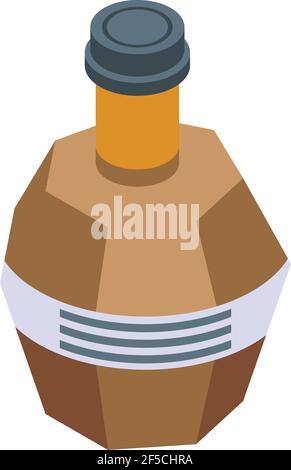 Bourbon bottle icon. Isometric of bourbon bottle vector icon for web design isolated on white background Stock Vector