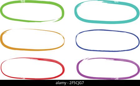 Oval Brush Stroke Shape Frame Border Colorful Stock Vector