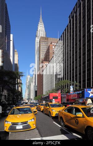 geography / travel, USA, New York, New York City, 42nd Street, Chrysler Building, Midtown Manhattan, N, Additional-Rights-Clearance-Info-Not-Available Stock Photo