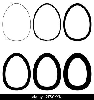 egg set different thickness outline shapes, vector egg shape template for design Stock Vector