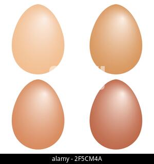 set 3d realistic eggs shape, vector chicken eggs with realistic color, easter symbol Stock Vector