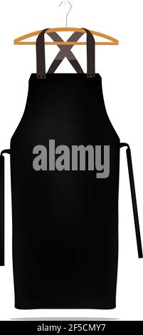 Black kitchen apron on hanger . Chef uniform for cooking vector ...