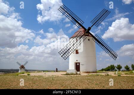 geography / travel, Spain, wind mill, Mota del Cuervo, province Cuenca, Castile-La Mancha, Additional-Rights-Clearance-Info-Not-Available Stock Photo