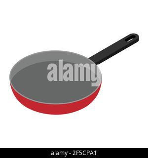 Frying pan isometric view isolated on white background Stock Vector