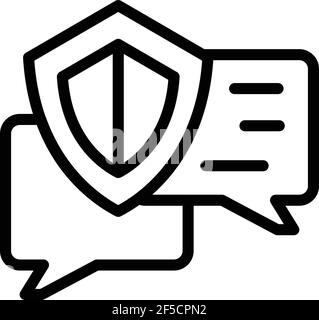 Secured chat icon. Outline secured chat vector icon for web design isolated on white background Stock Vector