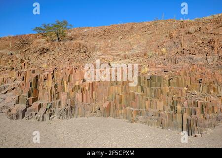 geography / travel, Namibia, basalt column, organ pipe from basalt, near Twyfelfontein, region Kunene, Additional-Rights-Clearance-Info-Not-Available Stock Photo