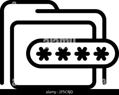 Password folder icon. Outline password folder vector icon for web design isolated on white background Stock Vector