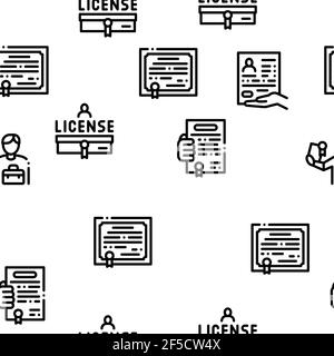 License Certificate Seamless Pattern Vector Stock Vector