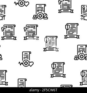 License Certificate Seamless Pattern Vector Stock Vector