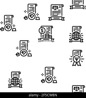 License Certificate Seamless Pattern Vector Stock Vector
