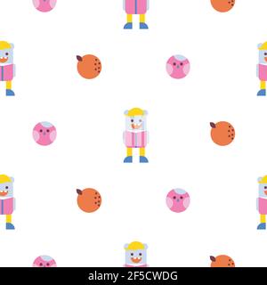 Fun bright kids seamless pattern with cute creatures. Stock Vector