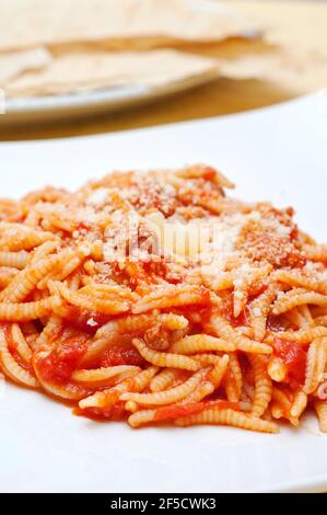 Malloreddus alla campidanese, sardinian pasta, Cagliari, Sardinia, Italy Stock Photo